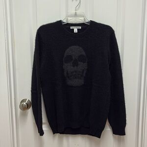 Autumn Cashmere Woman's Black Gray Skull Crewneck Sweater - size large‎